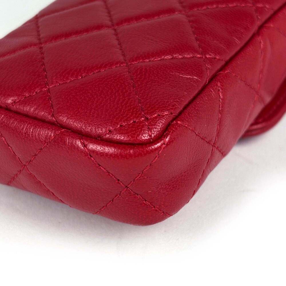 CHANEL Red Leather Logo Pouch - Picture 3 of 9